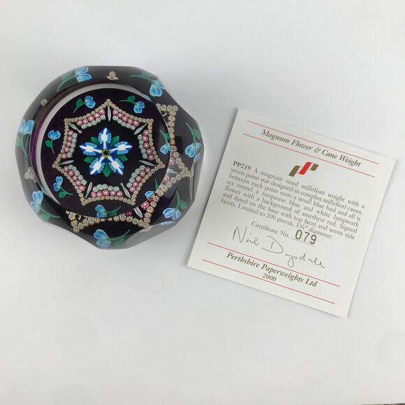 Perthshire PP219 2000 Magnum Flower & Cane Millefiori Lampwork Paperweight Cert - Picture 3 of 16